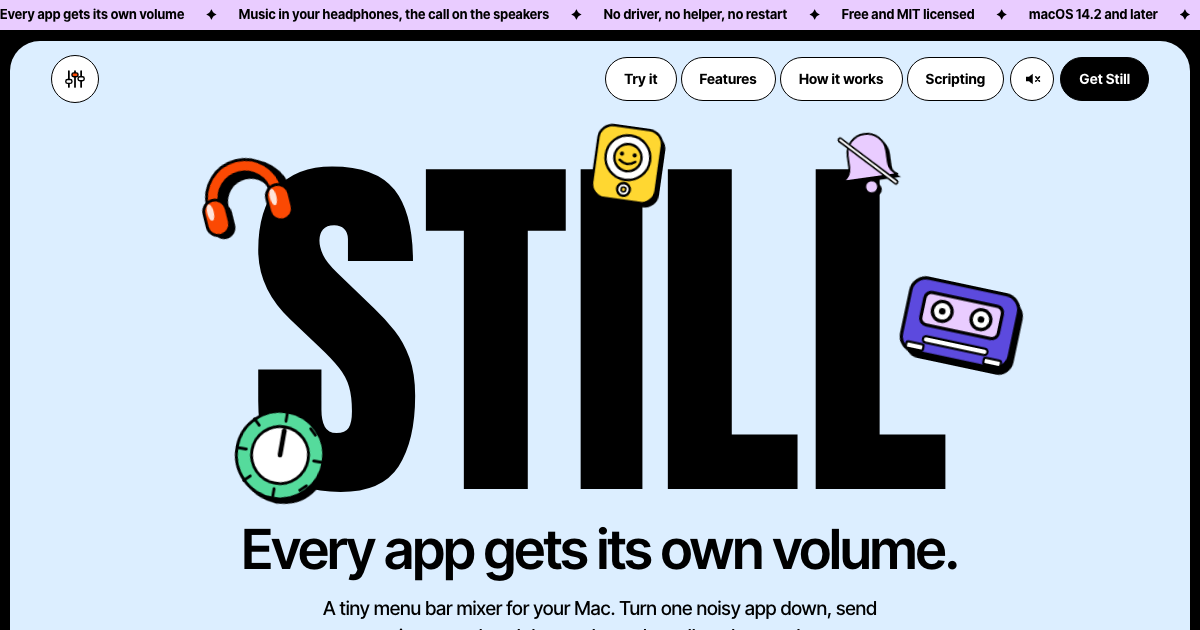 I built a small menu bar app for per-app volume on macOS, for fun (open source)